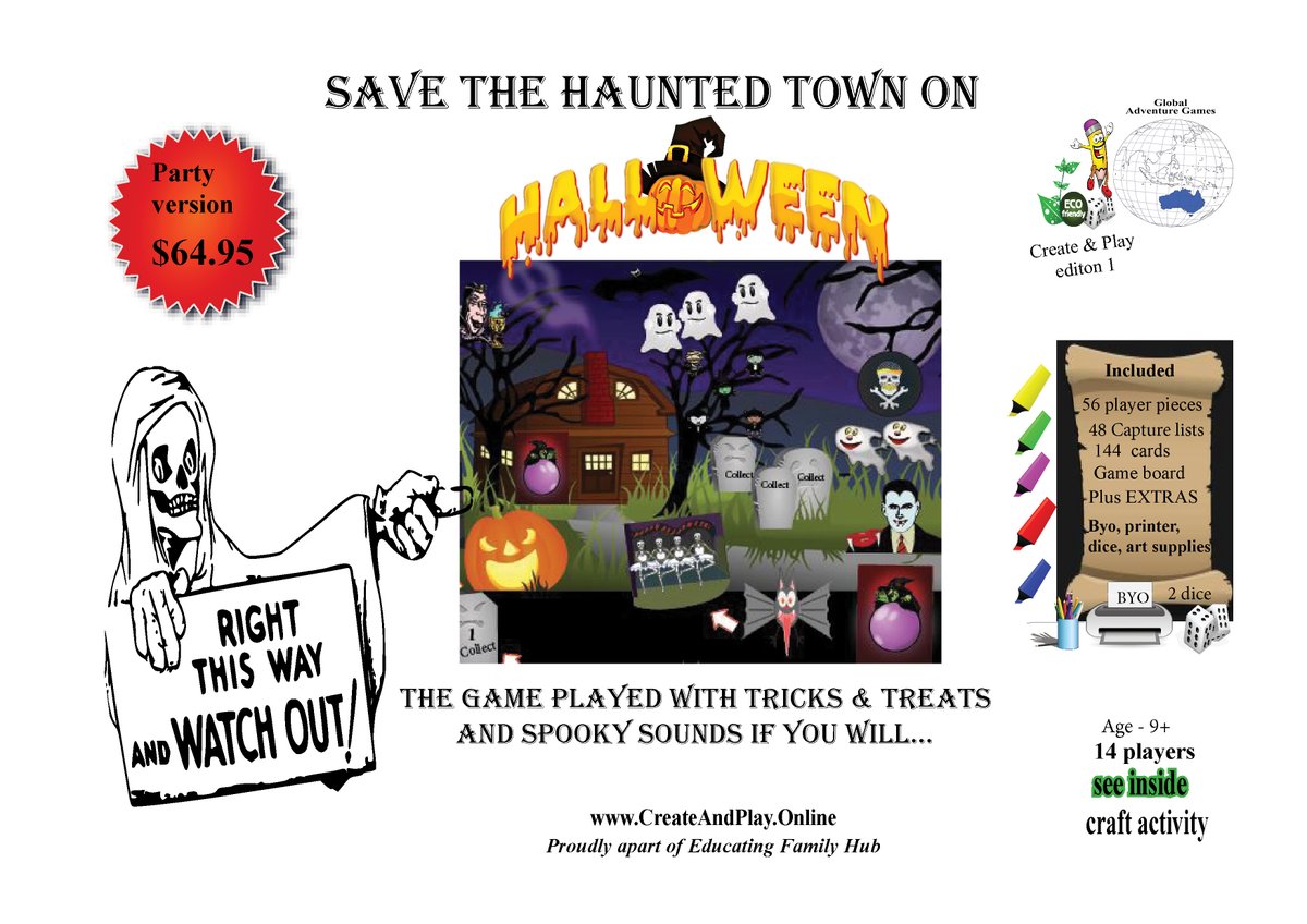 Want a free game followers? Go to, GlobalAdventureGames.Online a part of the Educating Family Hub community. Member access is free. 1st 50, enter the draw to win a free Halloween game. Drawn 10am 31st October 2021. Sydney Australia time. Available to the first 50 only. Snap!