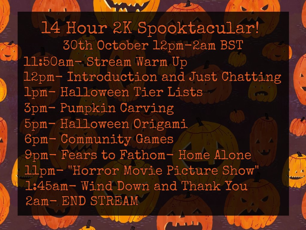 🎃14 Hour 2k Spooktacular!🎃

Today is the big day that we celebrate 2k followers on Twitch with a day full of spooky surprises and ghoulish fun! Everyone is welcome to stop by and get in the scary spirit with us! Hopefully we'll see you there👻

twitch.tv/jordinrevel