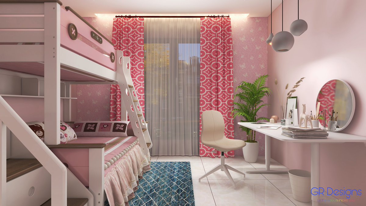 A magical kid's room with amazing design furniture!
#grdesigns17 #interiordesign #pinkpinkpink #pinkroom #kidsroom #kidsroomdecor #kidsroominspiration #kidsroomdecoration #interiordesigner #interiordecor #studytable #kidsbedroomideas #kidsbedroomdecor #pinkcurtains #tabledecor