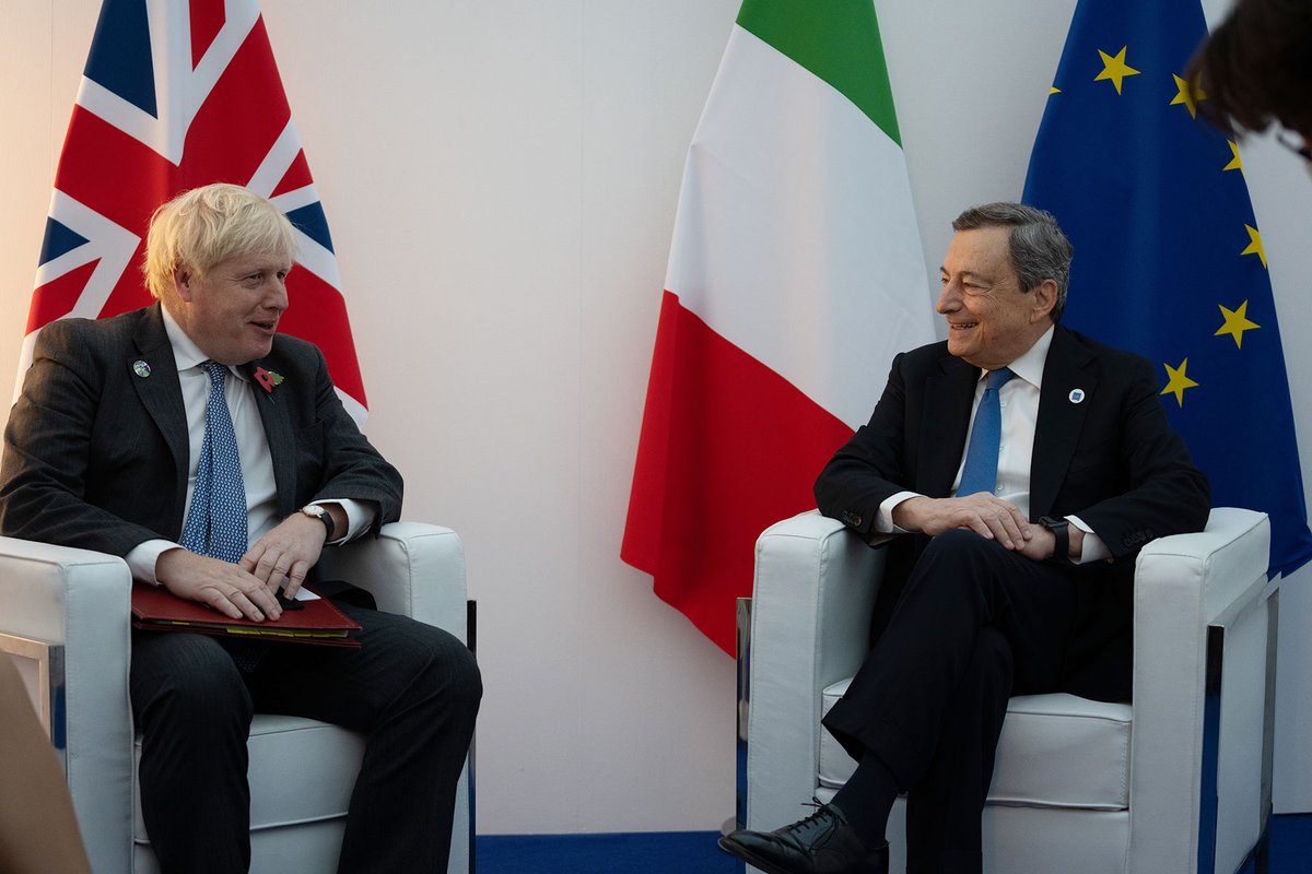 Boris Johnson on Twitter: &quot;Thank you Prime Minister Draghi for hosting #G20Italy. As co-hosts of @COP26, the UK and Italy are working closely together to make international progress on cutting emissions. We&#39;re
