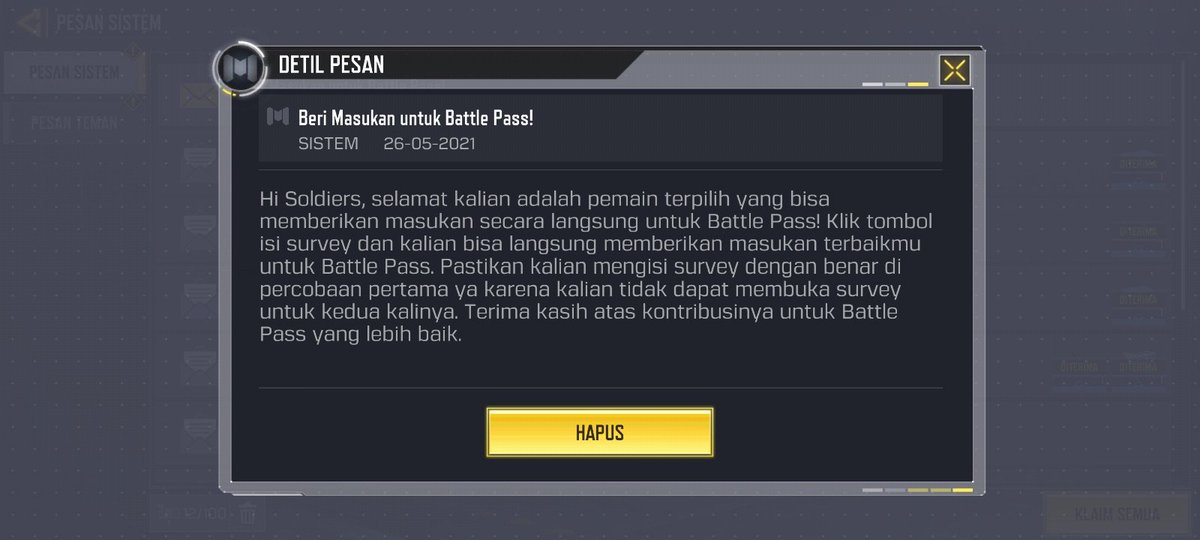 StenlyGaming's tweet image. Kalian waktu itu pilih apa untuk survei Battle pas codm?
.
#stenlycodm #CoDMobile #codmbattlepass #CODm