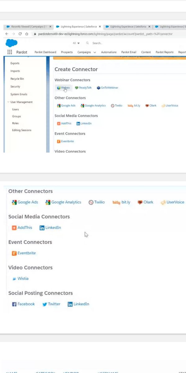 rameshsfdc's tweet image. Learnings from 
PARDOT Zero to Hero Workshop Day-1
Pardot by default comes with connectors : Google Ads, Google Analytics, bitly etc., Also
Social posting Connectors like : facebook, Twitter, LinkedIn
@witkolkata @Pardot @khyatu07 @_PrashantGandhi #witkolkata #witpardot
