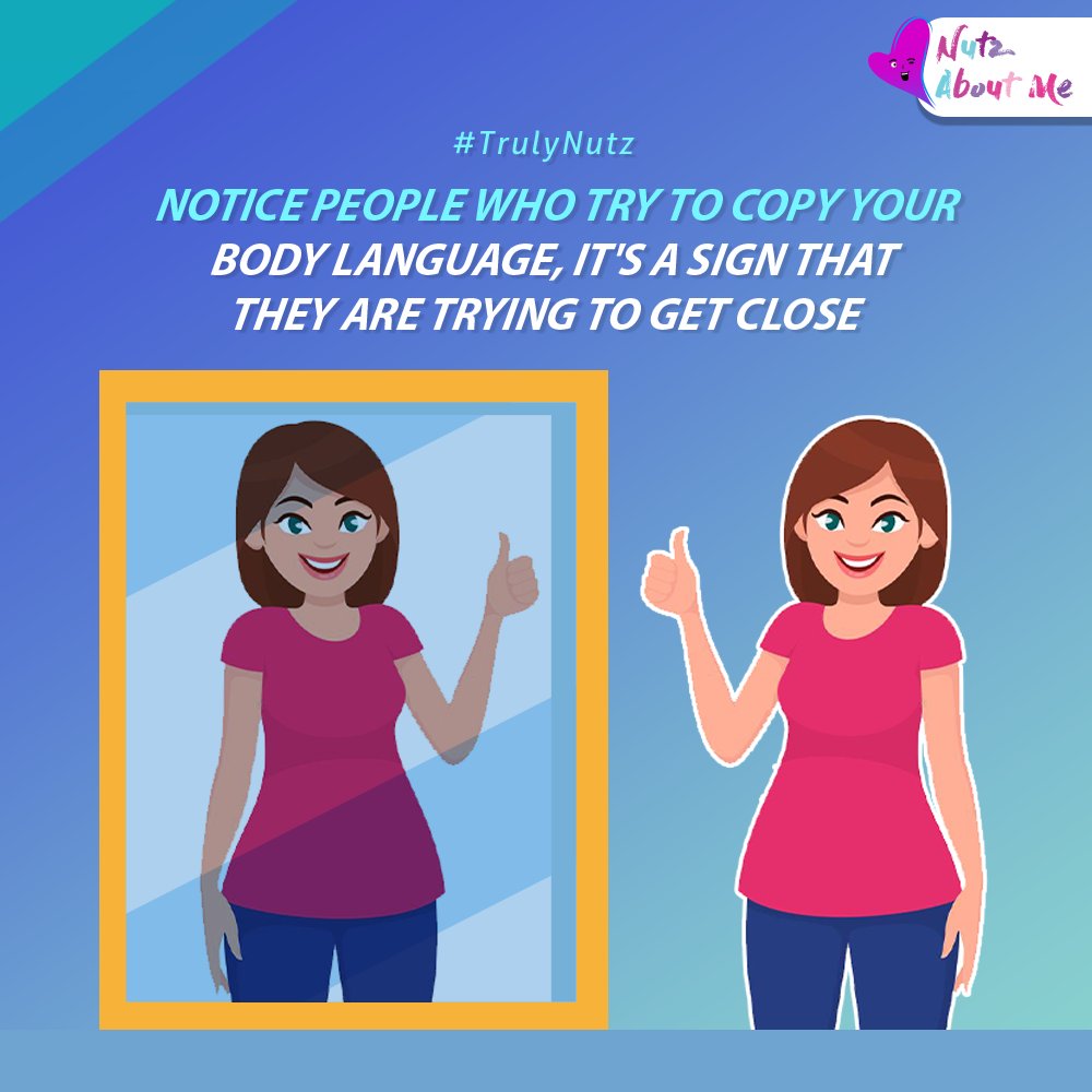 nutzaboutme1's tweet photo. Mirroring is something we do with people we like or are interested in, we copy their body language, speech, facial expression, and more. Copying body language is a non-verbal way to show empathy. 

#dontcopy #dontcopyothers #beyourself #mirroring #bodylanguage #facialexpressions https://t.co/p3Fi79yCjM