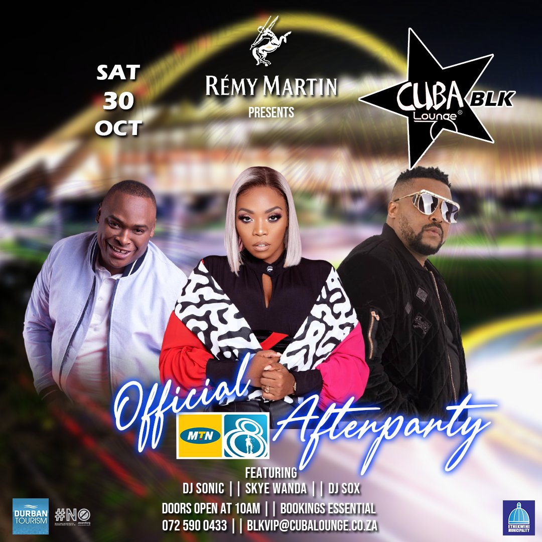 The Main event @mtn8 <a href="/cubaloungeblk/">Cuba Lounge BLK</a>

30 October 2021
Doors open at 10AM

Bookings essential:

Cell: 072 590 0433 | WhatsApp: 072 590 0433

Email :
Blkvip@cubalounge.co.za

#Cubablk #tastethegoodlife #durban #issavibe #Kwazulunatal #events #nightlife #drinks #class