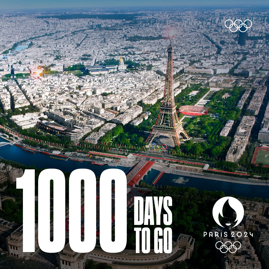 Olympics's tweet photo. Strap yourselves in! It's 1000 days to go until the world's greatest athletes come together once more, all for the love of sports, across the picturesque French capital.

@Paris2024, you couldn't come soon enough. 🇫🇷😍

#StrongerTogether https://t.co/9oxLDjL6p0
