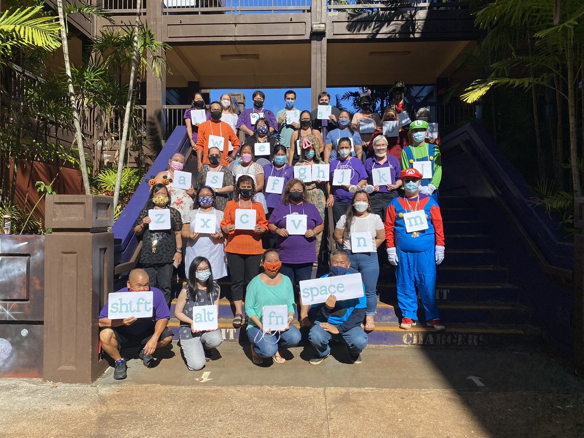 PCHS_Tech_Aca's tweet photo. Happy Halloween from our TnD ohana to yours!!! @PearlCityHS #purplerunsdeep https://t.co/uhr3OFdCk8