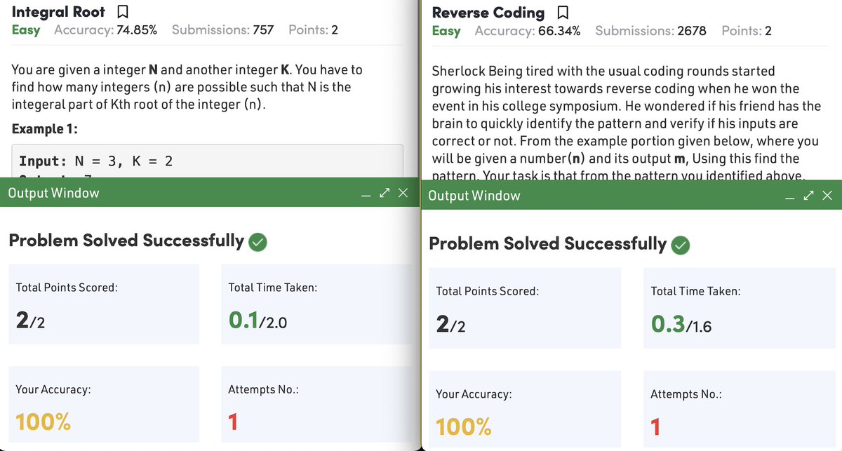 Javac_dev_harsh's tweet image. Day 51 of #javaprogramming -&amp;gt; 
😋 Solved 6 difficulties questions on #GeekForGeeks
🎯 Pushed my rank; current aim of 300
🤫 Increased score from 211 to 239 - 28
🤓 Will try solving more questions
#100daysofcodechallenge #100DaysOfCode
#100daysofdsa -&amp;gt; refer bio for current rank😳