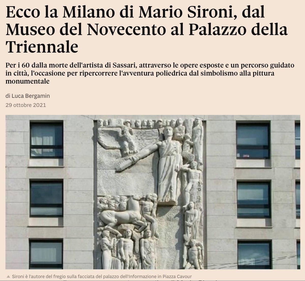 ilissoedizioni's tweet photo. Su Il Sole 24 ORE il circostanziato articolo di Luca Bergamin sull'esposizione "Mario Sironi al ⁦@museodel900⁩, artista che ha sempre desiderato ampliare gli orizzonti spaziali del proprio genio creativo.
 ⁦@ilissoedizioni⁩

https://t.co/YwHWkaHj9C https://t.co/DCLL4FZsOZ