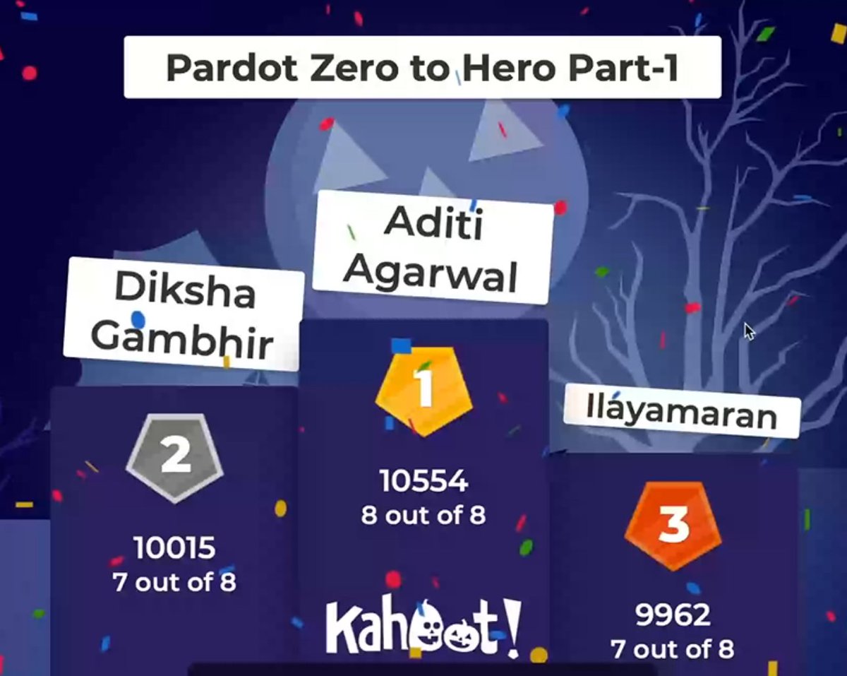 rameshsfdc's tweet image. Thankyou PrashanthGandhi and Khyati Mehta  for organising the Pardot Workshop Day-1 @witkolkata @Pardot @khyatu07 @_PrashantGandhi #witkolkata #witpardot
Congratulations to quiz winners, I missed it at All of the above option in Pardot Editions question.
