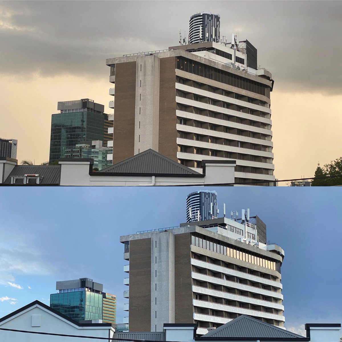 dr_kevinlee's tweet photo. #BNEStorm colour changes can be quick #queenslandweather #seqweather https://t.co/g4XBEktKVP