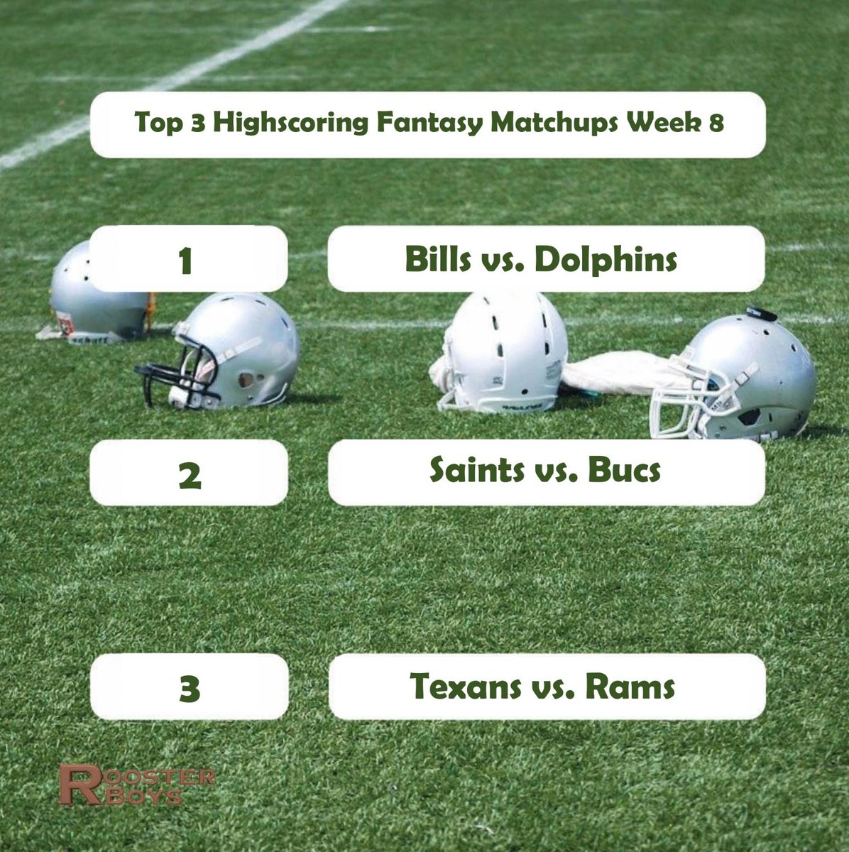 roosterboys's tweet photo. Die Bills OFF wird über die Dolphins rennen wie eine Herde Büffel. Aufstellen was geht. Gegen Tom muss Winston punkten um mitzuhalten. Same here. Egal wer gegen die Texans spielt – ins Roster! Jackpot wenn es dann auch noch die Rams sind! #fantasyfootball #nfl #fanfo #bromantiker https://t.co/bd4YRq4IKd