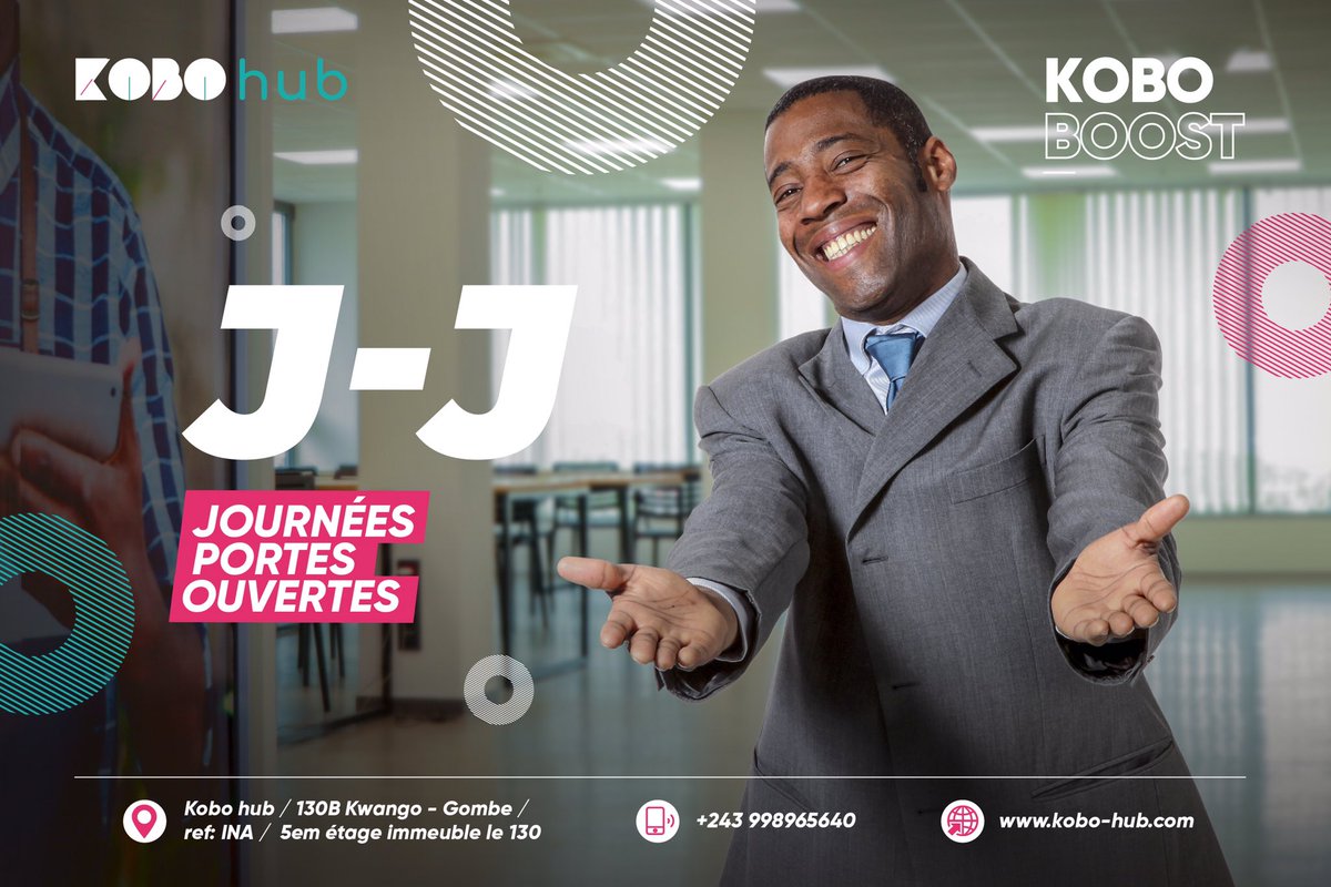 Jour J 🥳

Retrouvons nous tout à l’heure afin d’en savoir un peu plus sur notre programme d’accompagnement, nos services etc...

Ne manquez surtout pas cette journée. 

Plus d’informations : 0998965640/ info@kobo-hub.com