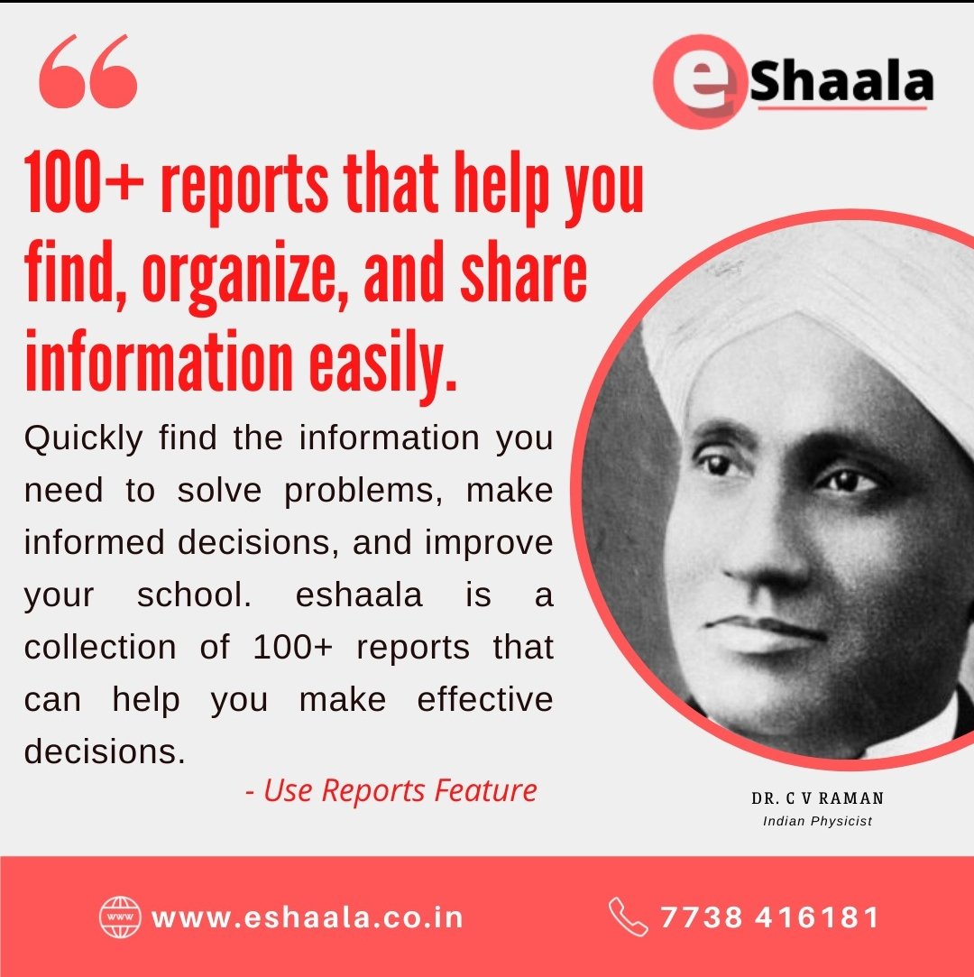 panthraxdigital's tweet photo. Quickly find the #information you need to solve problems, make informed decisions and #improve your school.
#eshaala is collection of 100+ reports that can help you to make effective decisions.

Use #reports feature https://t.co/p5wyKbUHqn