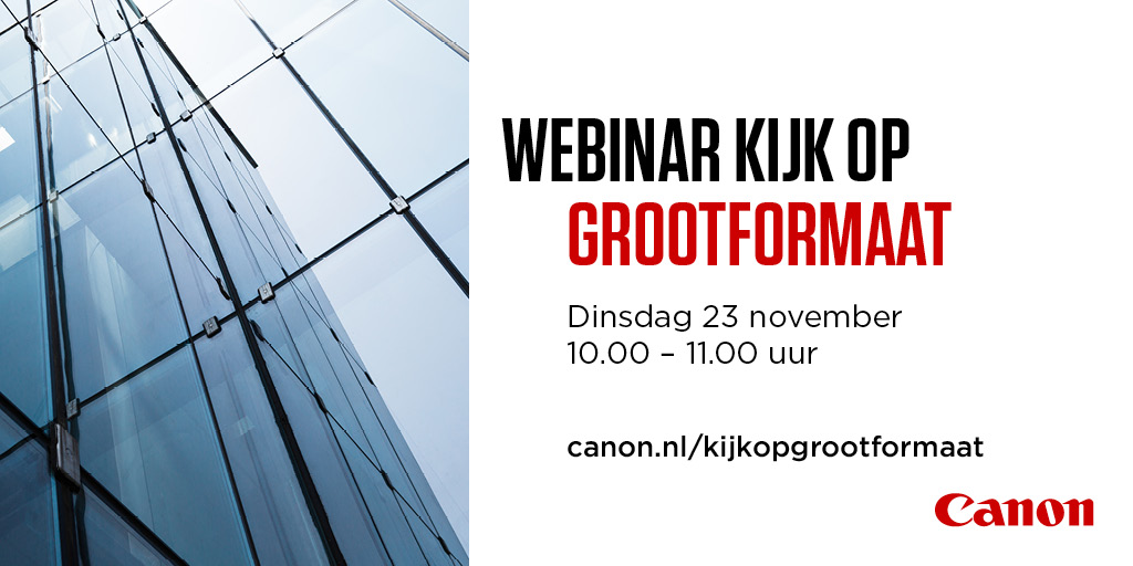Wilt u kostbare werktijd besparen? Ontdek op 23 nov. a.s. tijdens het webinar 'Kijk op Grootformaat | Printen vanuit AutoCAD, Revit en Office' hoe u prints vanuit uw applicaties op de meest efficiënte manier kunt voorbereiden. Meld u direct gratis aan: canon.sm/3CvoFng