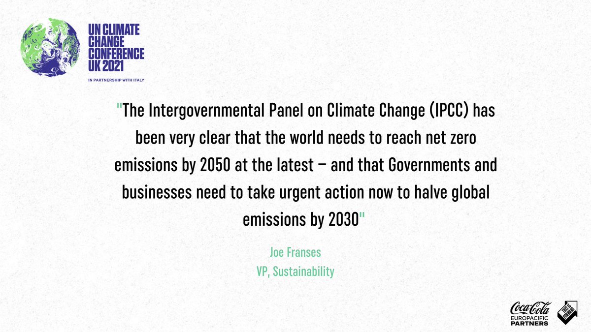 The COP26 climate conference starts in Glasgow tomorrow – hear from our VP of Sustainability, Joe Franses, on why it is a critical moment for global leaders and businesses to take action for a #netzero future: cocacolaep.com/media/news/202…

#COP26 #ActionOnClimate