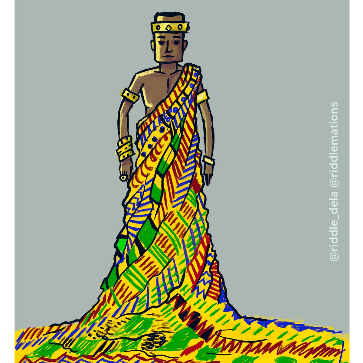‘'heavy lies the head that wears the crown'’ - Shakespeare
.
.
#Riddlemations #illustration #Art #King #chief #kente #royal #procreate #digitalart #ghana #ghanaaianartist #ashanti #doodle