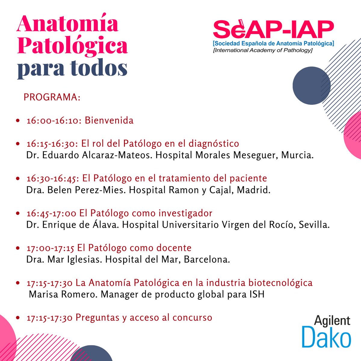 SEAP_IAP's tweet image. II Jornada online para #estudiantes de #Medicina Aprende porqué la #AnatomiaPatologica es tan importante. 11 de noviembre a las 16h Acceso gratuito! 
Participa y gana 1 de los 8 cheques de 100€
🔬Inscripción y más info👉seap.es/jornada-estudi…
#Patología #SinDiagnósticoNoHayNada