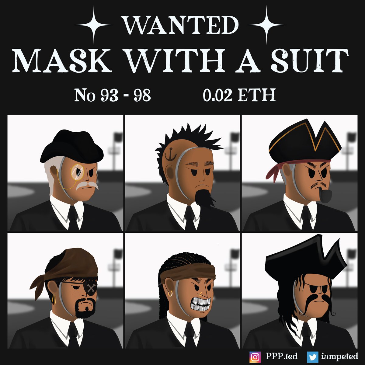 NEW DROP
MASK WITH A SUIT  #93-98
Price:0.02 eth 
my discord
discord.gg/DUmvW3NcQd
MASK WITH A SUIT
opensea.io/collection/mas…

#NFTTHAILAND #NFTCommunity #nftcollectors   #NFTdrop  #ThaiNFT  #Suits #Pirates  #mask