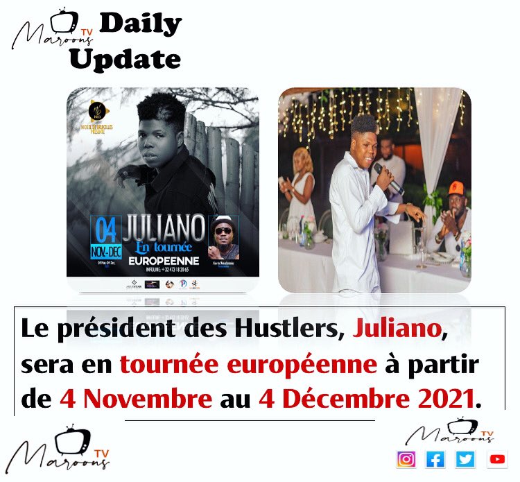 MaroonsTv's tweet photo. The president of the Hustlers, @juliano_tubeboy , will be on a European tour from November 4 to December 4, 2021

#MaroonsTvDailyUpdate
#MaroonsTV

2/2 https://t.co/2brq4talb1