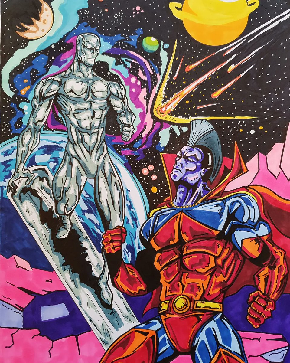 Latest piece of mine that's reignited a long dormant passion, something I'm thankful for over the past 12-18 months

For non comic geeks this is silver surfer and gladiator 

#drawing #ComicArt