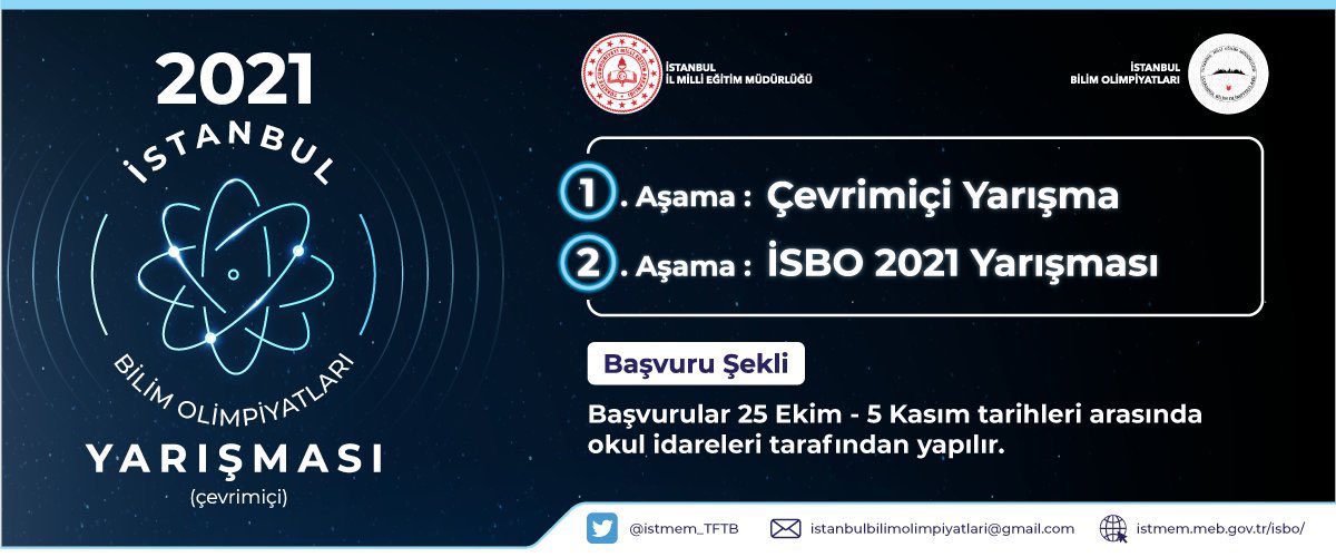 avcilar ilce milli egitim mudurlugu on twitter istanbul bilim olimpiyatlari 2021 isbo basvurulari basladi son basvuru tarihi 5 kasim 2021 https t co 3ywk09awdz memleventyazici cevatdervisoglu istmem tftb https t co dsb34ouqe0