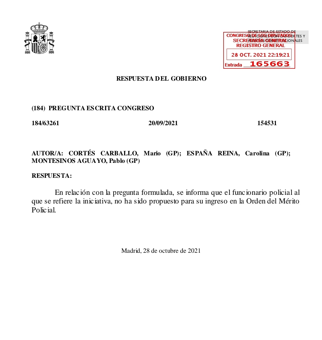 Jupol_Malaga's tweet photo. Agradecemos a 👏 @CarolinaEspanaR @montesinospablo y @mariocortesc por pedir explicaciones a @interiorgob a la negativa de entregar tan merecida Medalla a nuestro 👮‍♂️. Vemos que no somos los únicos que pedimos respuestas por escrito 🙈
@JupolNacional 
@jusapol 
@jucilnacional https://t.co/lyErn8tB6d