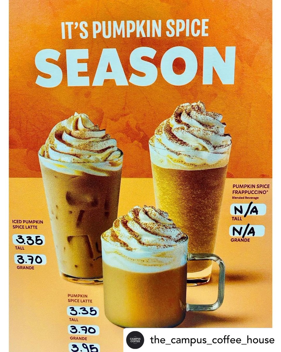 CourtyardKeele's tweet photo. Don't miss out get your #pumpkinspicelatte now at The Campus Coffee House 🍂☕️

#pumpkinspice #allthingsnice https://t.co/Rd3mXOO659