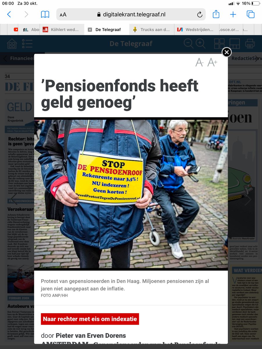 MvRooijen's tweet photo. .@telegraaf: Dit is pas het begin. Er komt stortvloed aan procedures, eerst bij de Nederlandse rechters en daarna bij #EUHOF. Met beroep op art 17 #EUHANDVEST dat de eigendomsrechten beschermt. Ook het #PensioenEigendomdRecht.
#ClassActions van grote groepen. @FNV https://t.co/DhYuoLyjAw