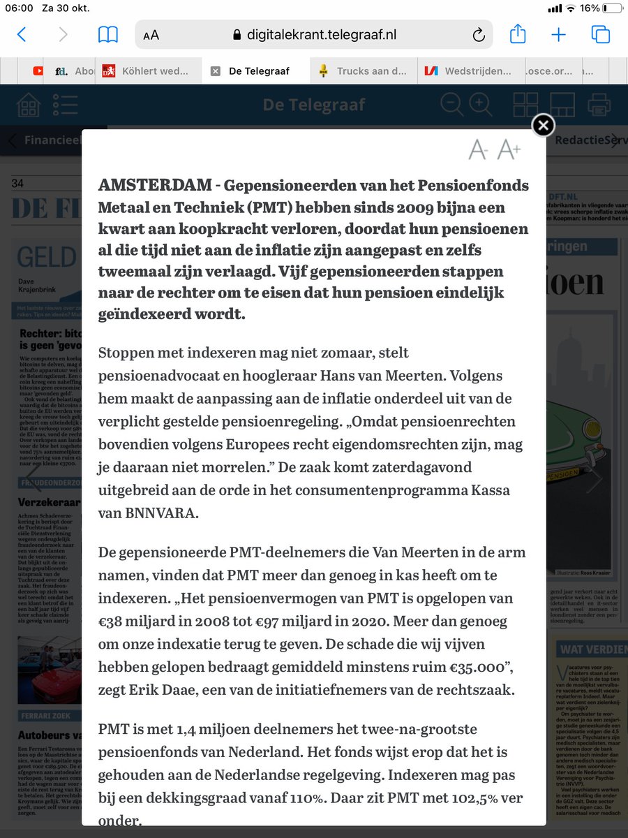MvRooijen's tweet photo. .@telegraaf: Dit is pas het begin. Er komt stortvloed aan procedures, eerst bij de Nederlandse rechters en daarna bij #EUHOF. Met beroep op art 17 #EUHANDVEST dat de eigendomsrechten beschermt. Ook het #PensioenEigendomdRecht.
#ClassActions van grote groepen. @FNV https://t.co/DhYuoLyjAw