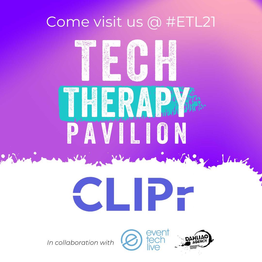 cliprai's tweet photo. Attending @eventtechlive #ETL21 virtual? Visit the #CLIPr team at the Tech Therapy Pavillion booth V19! Let's connect!
π https://t.co/Jcd47ZwjqY
#ETL21 #CLIPr #video #remotework #hybrid #eventstech #virtualevents https://t.co/6U32bztQfz