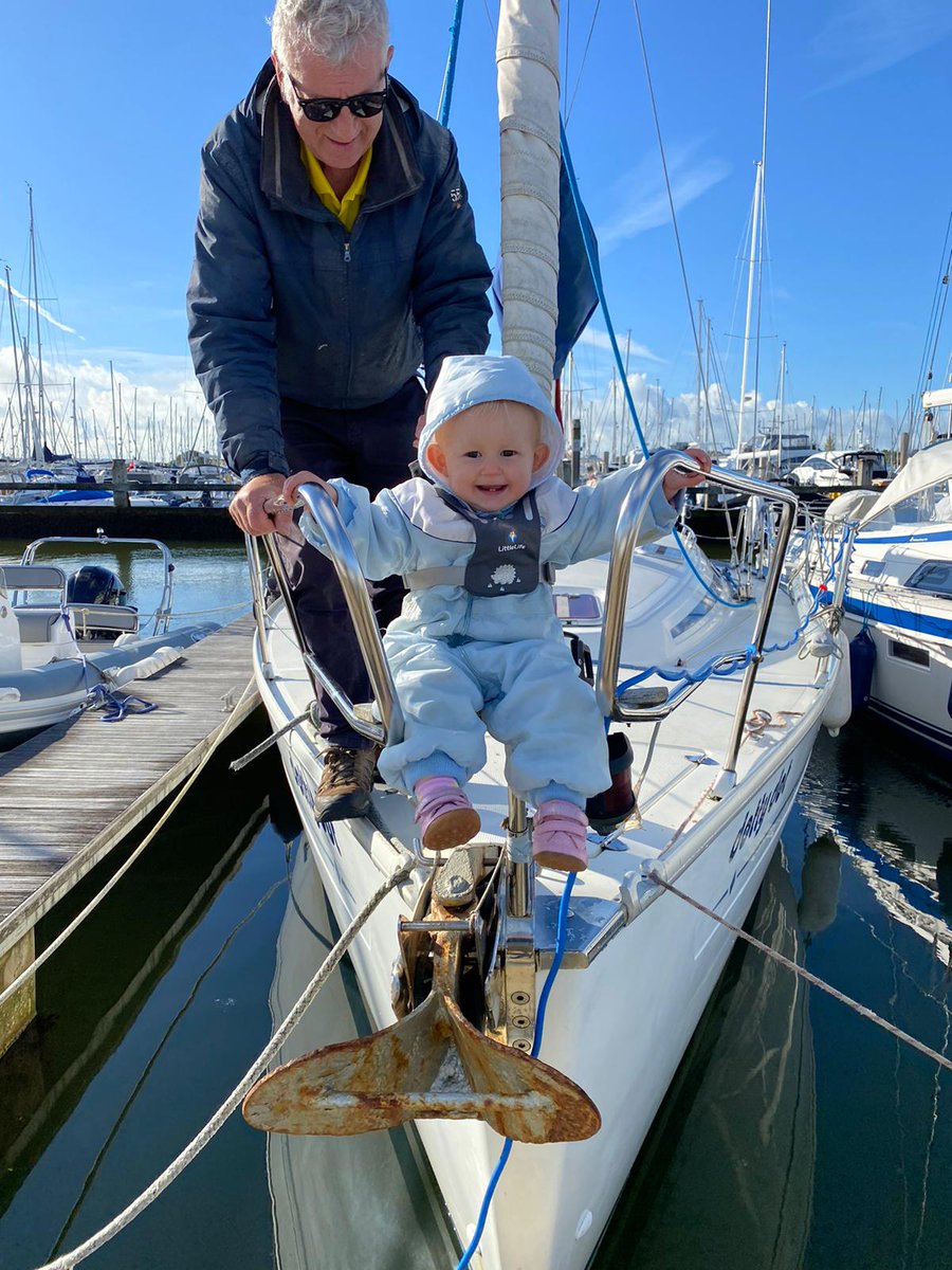 HurstPointYacht's tweet photo. Our latest are member is shown the ropes by Captain Clive on Dotty Dot, our Bavaria 38 https://t.co/S7Lf9Ga47V