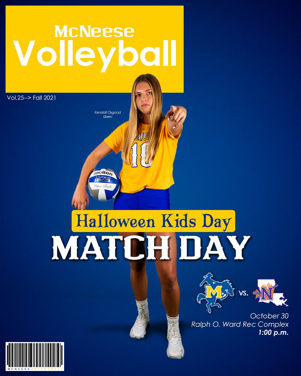 McNeeseVball's tweet photo. Y’all are in for a 𝐭𝐫𝐞𝐚𝐭! It’s Halloween Kids Day! 

🆚 Northwestern St. 
📍 Ralph O. Ward Recreational Complex
⏰ 1:00 PM
🎟 FREE Admission
📝 Bring your own chair
🍬 First 100 kids receive treat bag
📊 https://t.co/IDDem3FawA
🎥 https://t.co/IDDem3FawA

#GeauxPokes https://t.co/U0bQ7dQ7xV