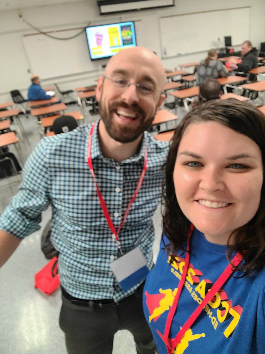 KCloughMISD's tweet photo. So excited to be in the same room with passionate educators!! I'm shaking with excitement to learn from @MeehanEDU again @TCCAConf A year inside a fully gamified classroom. This is the best place to be on a Saturday! #TCCA2021 https://t.co/b0ngaY06xB