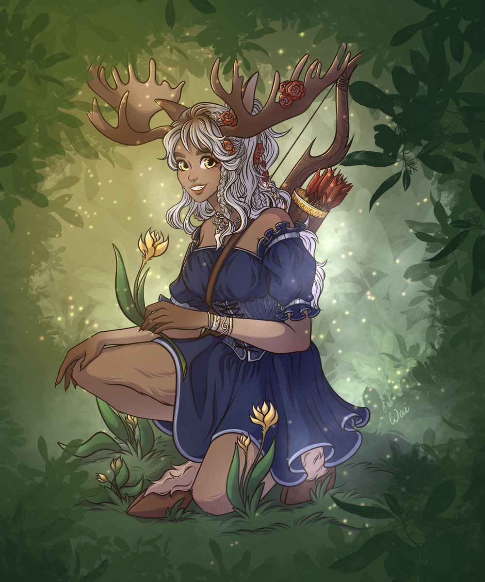 Amazing #dnd character’s commission for a wonderful <a href="/RealyBadNinja/">Froztbyte</a> ❤️
I LOVE HER SO MUCH!

#dndart #DnD #DnDcharacter #dungeonsanddragons #illustration #digitalart