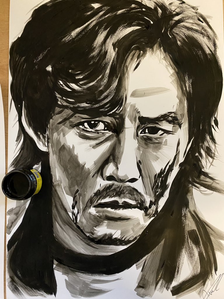 NathanWyburnArt's tweet photo. PAINTING WITH SQUID INK! 🦑 
#SquidGames actor Lee Jung-Jae as Seong Gi-Hun, painted using real #SquidInk 

@netflix @from_jjlee #leejungjae #seonggihun #squidgamesart #squidgamesedit https://t.co/e3dcrQ2Xfc
