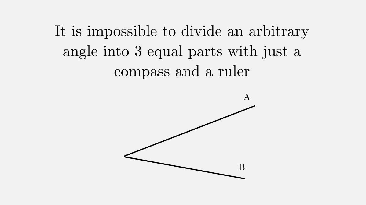 Math can be simple and difficult almost at the same time. Bisecting an angle is trivial, yet trisecting it is impossible.