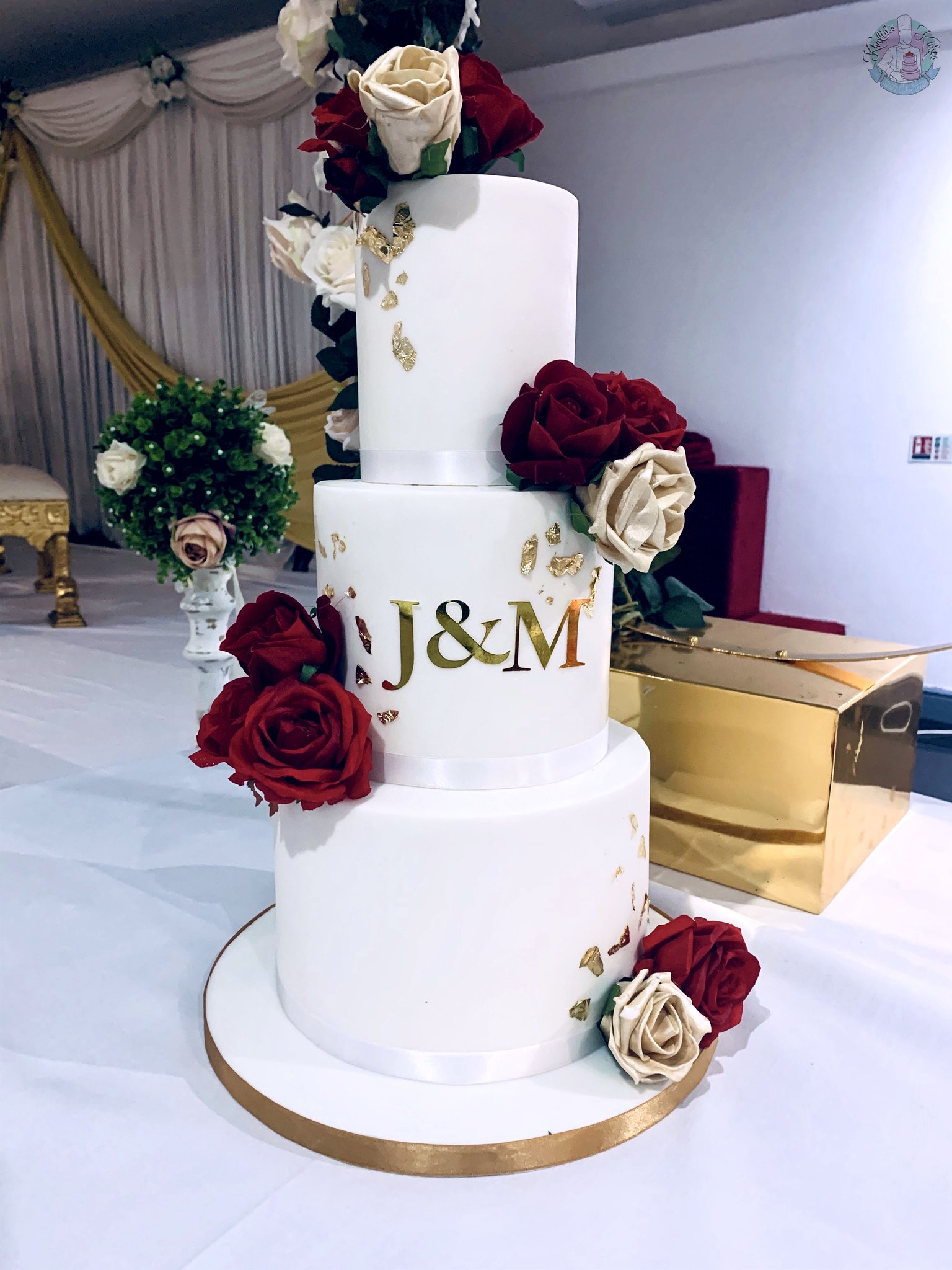 3-Tier Gold Leaf – CC Cakes