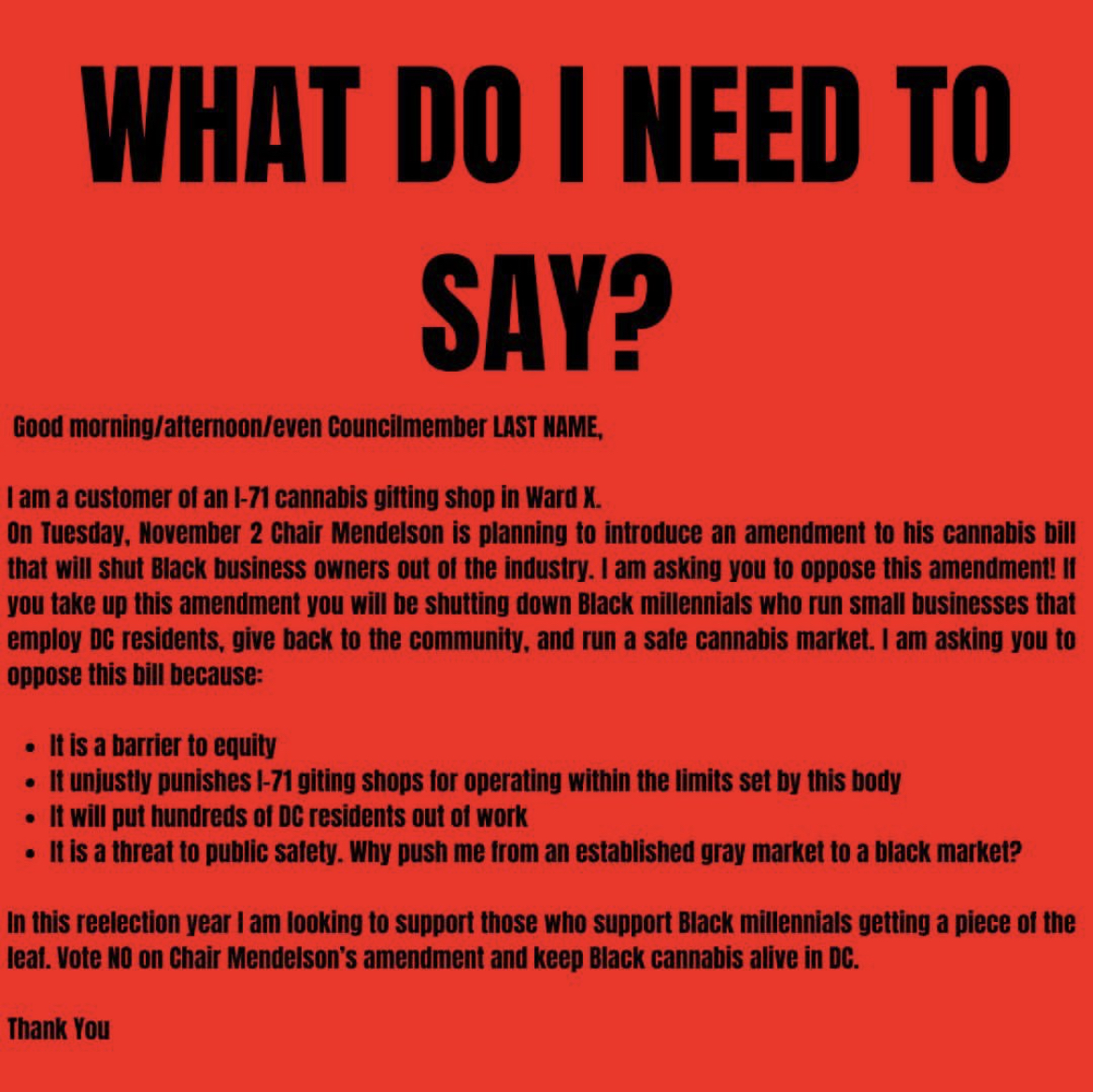 IF YOU ARE A DC RESIDENT AND CARE ABOUT I-71 SHOPS, SWIPE AND TAKE ACTION!

CALL PHIL MENDELSON
(202) 724-8032

#initiative71 #giftingshops #DMV #dmv420 #generationalequity