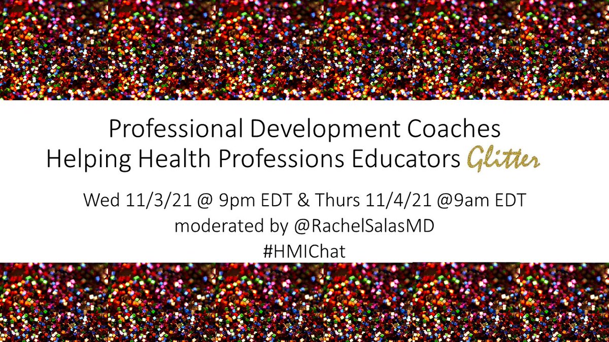 Harvard Macy (@harvardmacy) on Twitter photo Please join our upcoming #HMIchat starting Weds, Nov 3rd at 9pm EDT!
"Professional Development Coaches: Helping Health Professions Educators Glitter" with moderator <a href="/RachelSalasMD/">Rachel Salas MD, MEd</a>!
#MedEd #HPE #HMIEducators
<a href="/MBernsonLeung/">Miya Bernson-Leung MD, EdM</a> <a href="/michelleschmude/">Michelle Schmude</a> <a href="/HollyGoodMD/">Holly Gooding</a>
bit.ly/2zQM4kA Please join our upcoming #HMIchat starting Weds, Nov 3rd at 9pm EDT!
"Professional Development Coaches: Helping Health Professions Educators Glitter" with moderator <a href="/RachelSalasMD/">Rachel Salas MD, MEd</a>!
#MedEd #HPE #HMIEducators
<a href="/MBernsonLeung/">Miya Bernson-Leung MD, EdM</a> <a href="/michelleschmude/">Michelle Schmude</a> <a href="/HollyGoodMD/">Holly Gooding</a>
bit.ly/2zQM4kA
