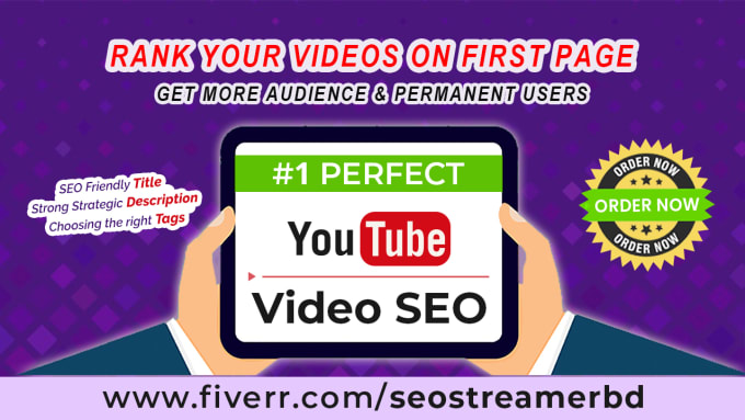 TheMijanurRahma's tweet image. I will best #youtubeSEO for #videoranking according to the #YTalgorithm.
My Service:
I do 100% #whitehat YT SE0
SEO Friendly Video Title
YouTube User Readable Description
Choosing Ranked Tags
Banner links
End screen and Cards setup
And Much More!
fiverr.com/share/LBp8qp