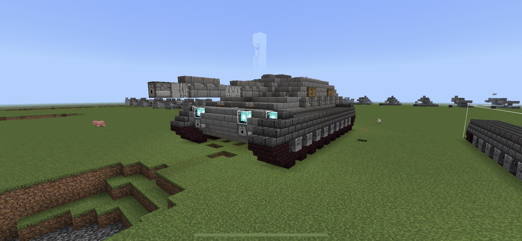 Ken マイクラ マインクラフト Minecraft マイクラ建築 Minecraft建築 Tntキャノン の知識が全くなく なんやかんやしてやっと実用的な戦車ができた 防御力の向上や砲の関係でだいぶでかくなったw 砲はコマンド式カートキャノンで 300 900m辺りを攻撃し