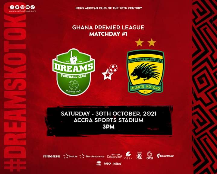 FabulousZone's tweet photo. Our First #GPL Game
Asante Kotoko 🆚️ Dreams FC
🕙 3 PM
🏟 Accra Sports Stadium
#AKCS #MD1 #DREKOT https://t.co/VANmqqHbPN