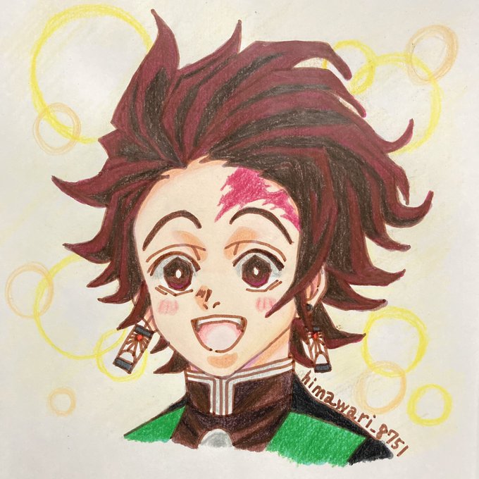 himawari🌻イラスト🌻さんがTwitterに投稿した竈門炭治郎(鬼滅の刃)のイラスト。