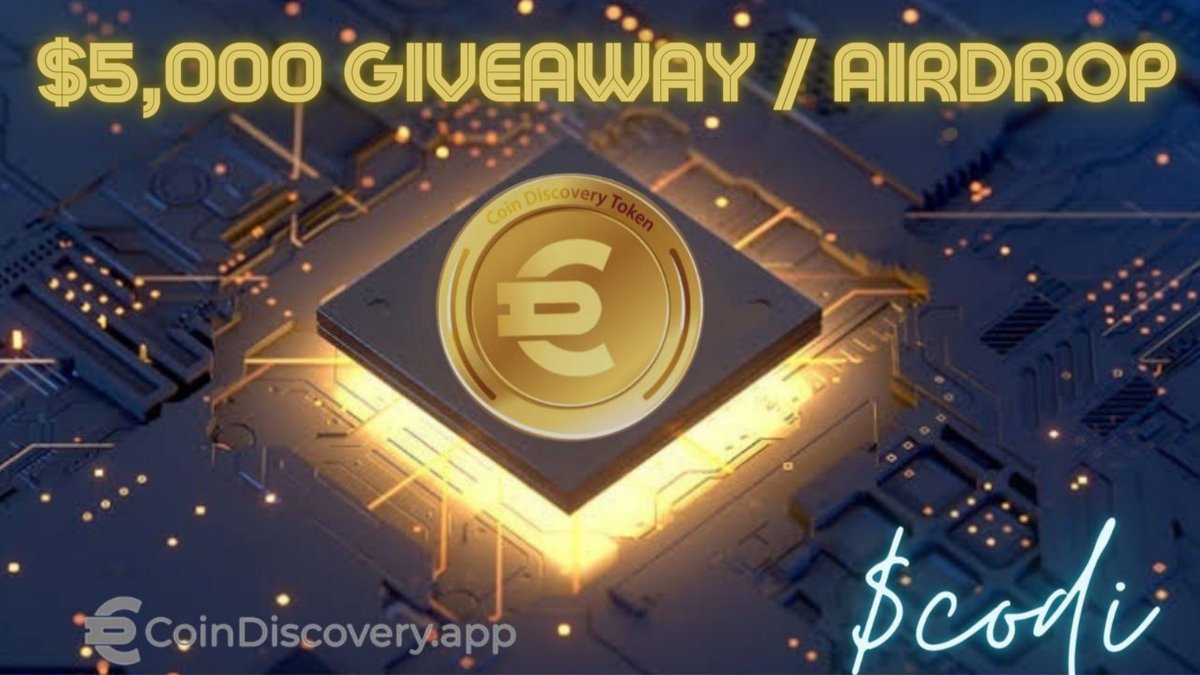 CoinDiscoveryy's tweet photo. 💰HUGE $5,000 AIRDROP FROM COIN DISCOVERY TOKEN $CODI 💰

⏰Dates: Oct 30 - Nov 20 2021

✅COMPLETE ALL TASKS 👉 https://t.co/PoIR5HEuFj
✅Retweet this post, tag 5 of your friends, and put #CoinDiscovery #CODI hashtags https://t.co/MpmW3EThlb