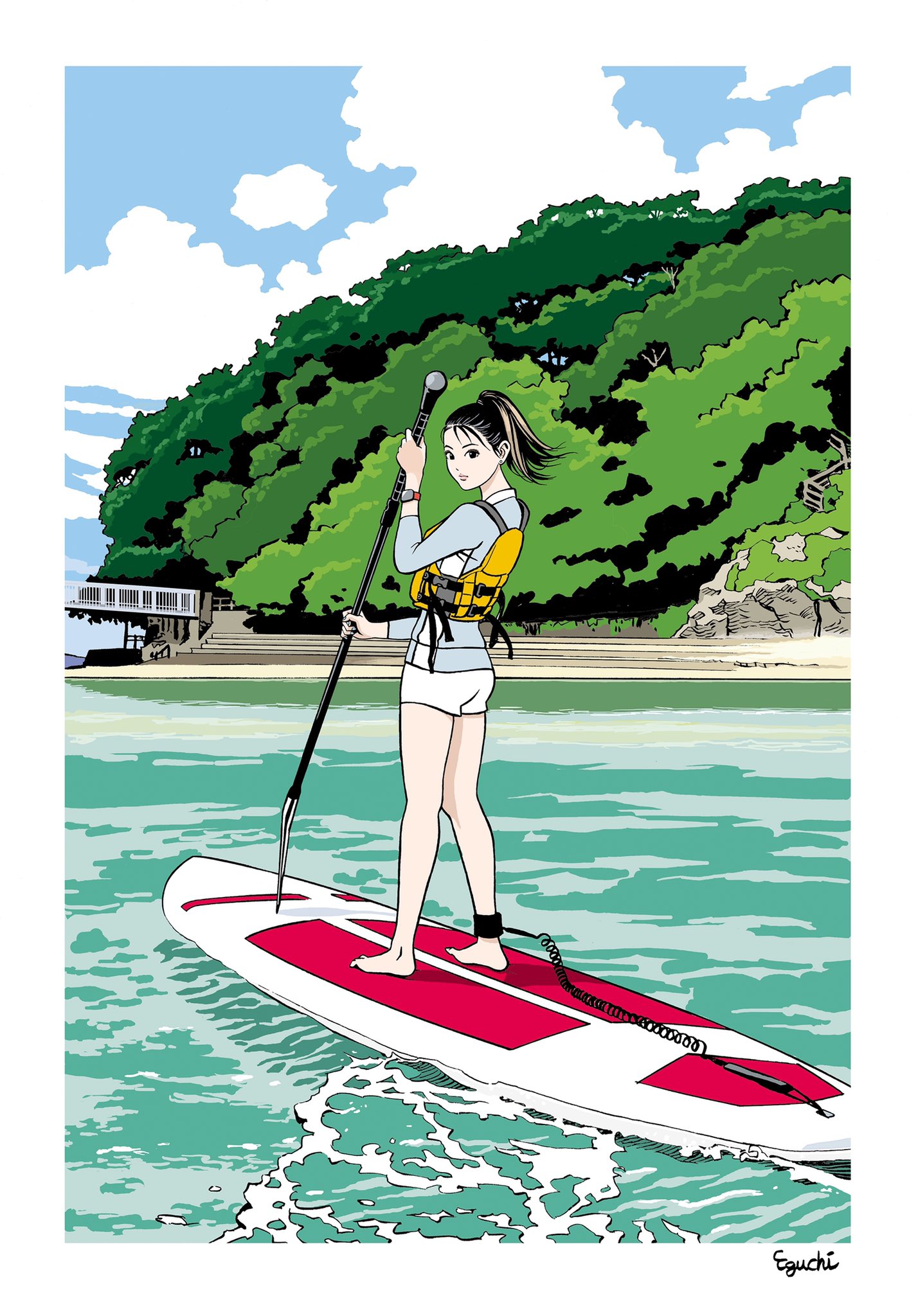 江口寿史 生まれ故郷の熊本県水俣市では今 サップ Sup Stand Up Paddleboard という競技が熱いようです T Co Lmj71zivf2 Twitter