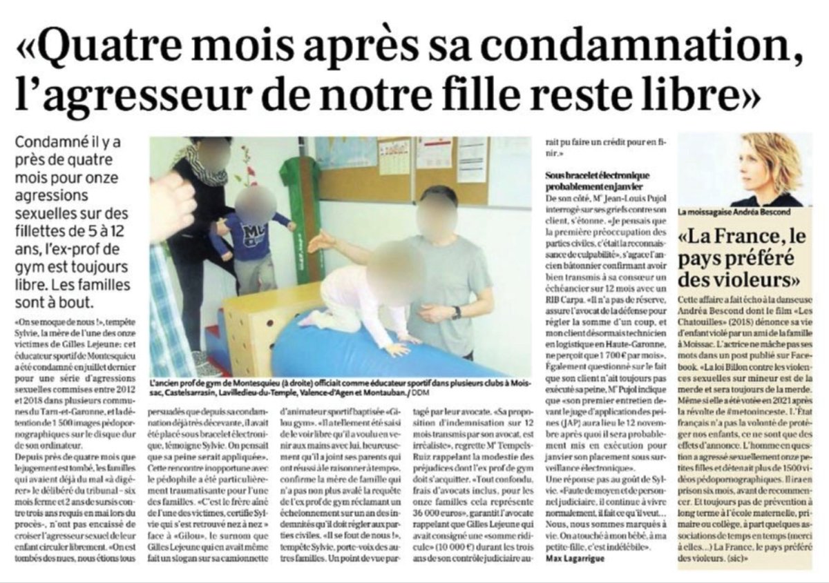 arnaud_gallais's tweet image. 📣 « Quatre mois après sa condamnation, l’agresseur de notre fille reste libre » après avoir agressé sexuellement 11 #filles de 5 à 12 ans + détention de plus de 1500 images à caractère pedopornographique!

Après on crie au complotisme à propos du fil #1SUR5 de @karlitozero 🤬