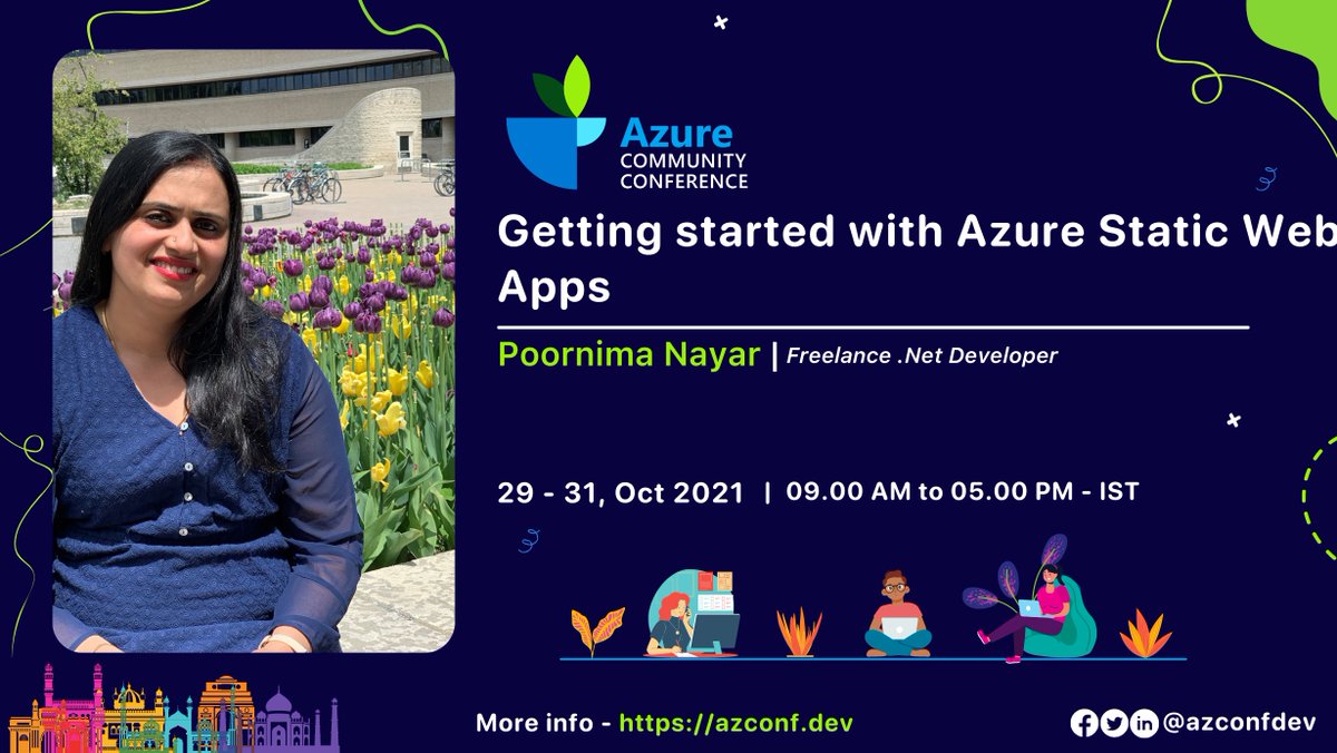 PoornimaNayar's tweet photo. Join me on Track 9 to learn about Azure Static Web Apps @AzConfDev #azure #azureswa

#AzConfDev #AzConf https://t.co/kchnhCHhzB