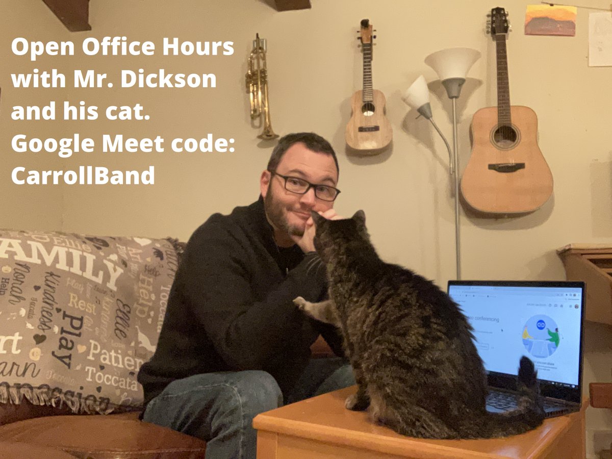 I will host Office Hours, where any of my band students may log on to get help from home without the face masks!  I will start with Tuesdays from 7:00-8:00. I will also offer other office hours as my family's schedule allows, starting today Saturday 9:00-10:00am.  #teamkidsfirst