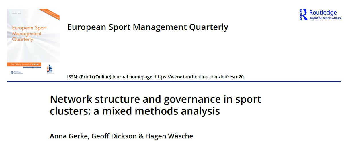 Research suggests that network structure should be considered to establish efficient governance structures in sports clusters and enhance the outcomes for cluster members. <a href="/tandfsport/">Routledge Sport, Leisure, and Tourism</a> <a href="/sportcluster/">Anna Gerke</a> bit.ly/3EsH1Wu