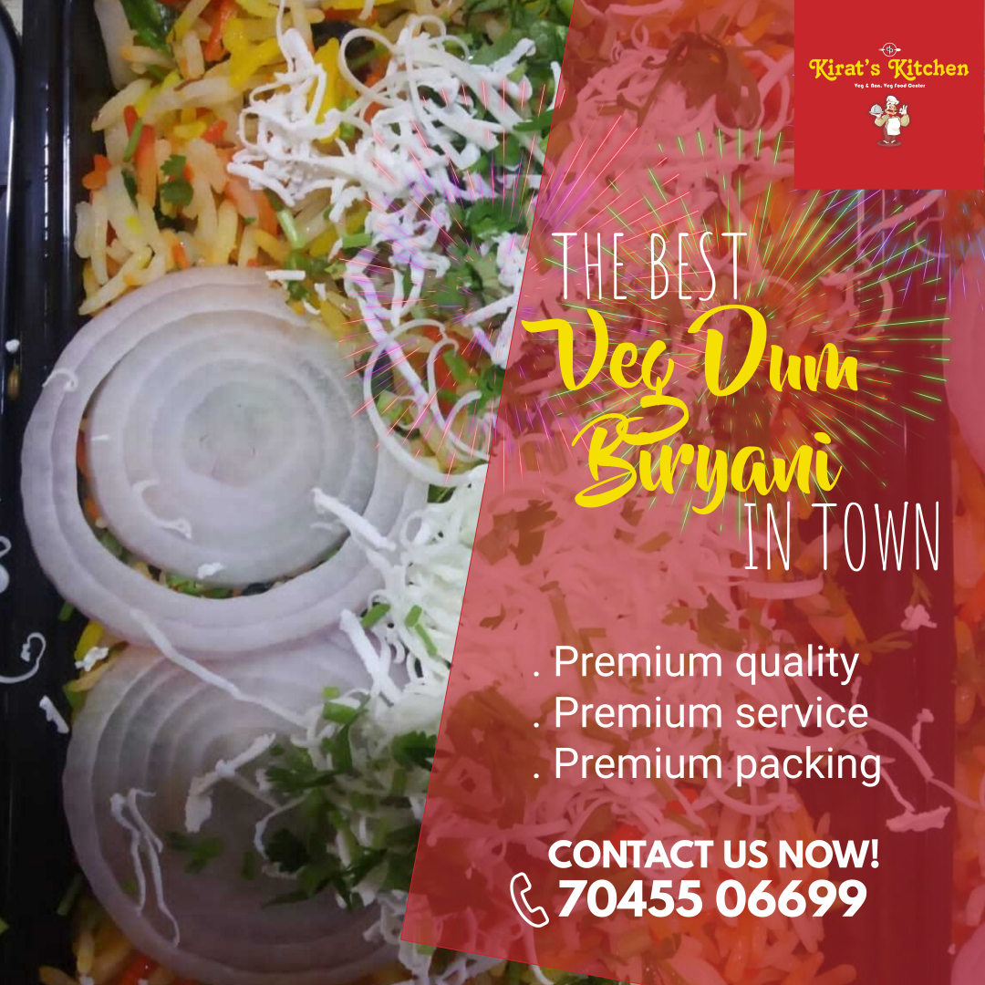 The Best Veg Dum Biryani In Town,
Made With Love.

Order Now: 70455 06699